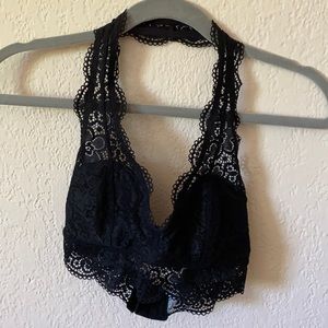 Aerie lace padded halter black bralette